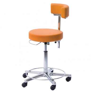 41550-10 : Tabouret lift avec dossier, réglable en hauteur de 46-58 cm, anneau repose-pieds