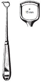 Beckmann Adenoid curette, standard model, fig. 3, 22 cm long, width of blade 15 mm