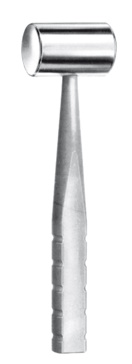 33700-05: Cottle Metal hammer, head 30 mm diameter, weight 240 gr, one side flat, the other convex, 18 cm long