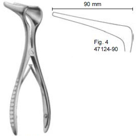 47124-90 : Cottle Nasal speculum, 14 cm long, fig. 4, blades 90 mm long, with thin and slender blades, adjusting screw
