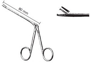 Hartmann Ear Forceps, serrated jaws with 1 x 2 teeth, shaft length 80 mm