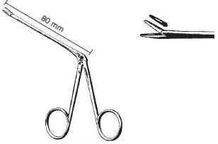 45261-08 : Hartmann Ear forceps, serrated jaws, length of shaft 80 mm, standard pattern