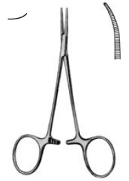 Micro-Halsted Mosquito forceps, very delicate pattern, 12.5 cm, long, curved