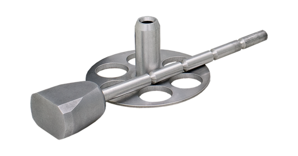 Middle Ear Implant, Titanium, total with fixed foot and removable head, grey, 7.5 x 0.3 mm
