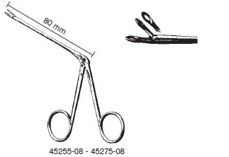 45271-08 : Struempel Ear forceps, with oval cup jaws, fenestrated, 2.5 x 5 mm, shaft 80 mm long