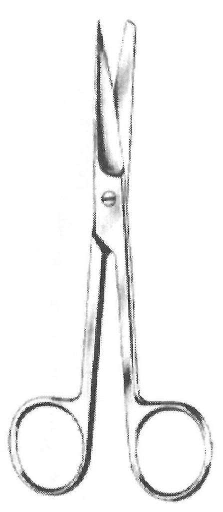 Operating scissors, sharp/blunt, straight, 13.0 cm long