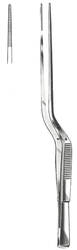 11315-01 : Taylor Forceps, bayonet shape, serrated jaws, 17 cm long