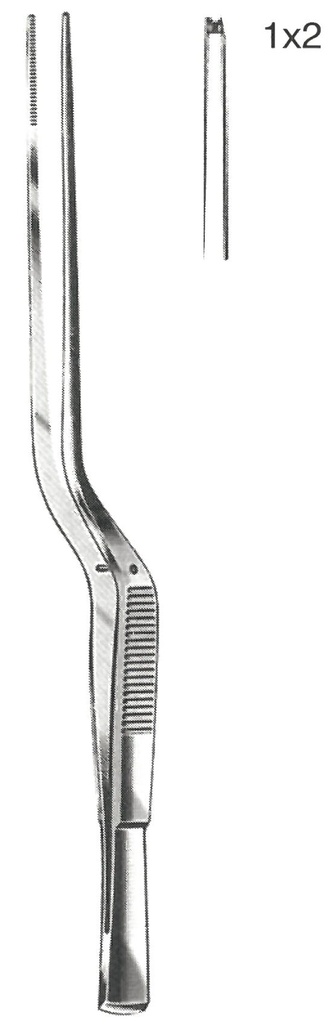 Taylor Forceps, bayonet shape, 1 x 2 teeth, 17 cm long