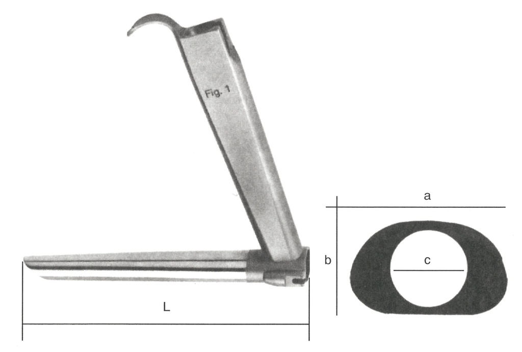 05301-05: Kleinsasser Operating laryngoscope, 172 x 31.5 x 21.5 x 19.0 cm