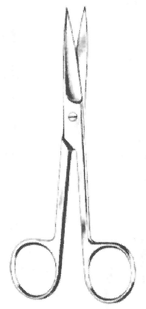 Operating scissors, sharp/sharp, straight, 11.5 cm long