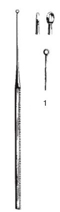45110-01 : Buck Curette auriculaire, droite, mousse, 14.5 cm de long, fig. 0, 2.5 mm de diamètre