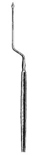 45150-18 : Lucae (Royce) Paracentesis needle, bayonet curve, 18 cm long, with short needle, for children