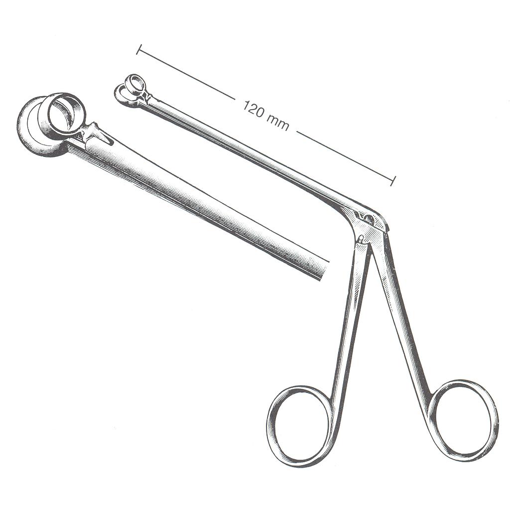 663202-01 : Hartmann Nasal forceps, through cutting, round, fig. 2, diameter 7 mm, length of shaft 12 cm