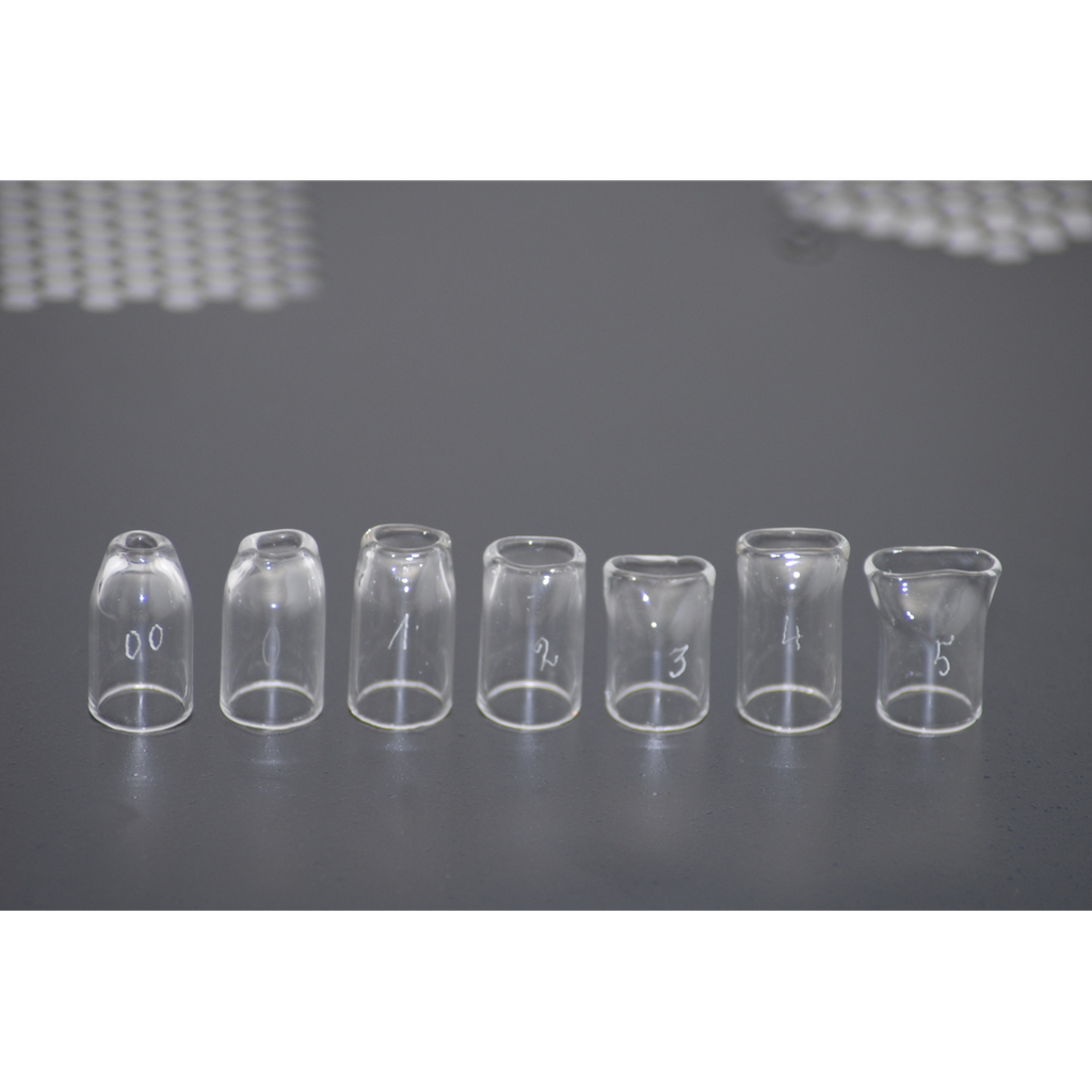 ADI 120016 : Set of 7 glass nose tips for rhinomanometer, fig. 00 to 5
