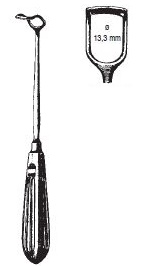 Barnhill Adenoid curette, 22 cm long, fig. 1, blade 13.3 mm wide