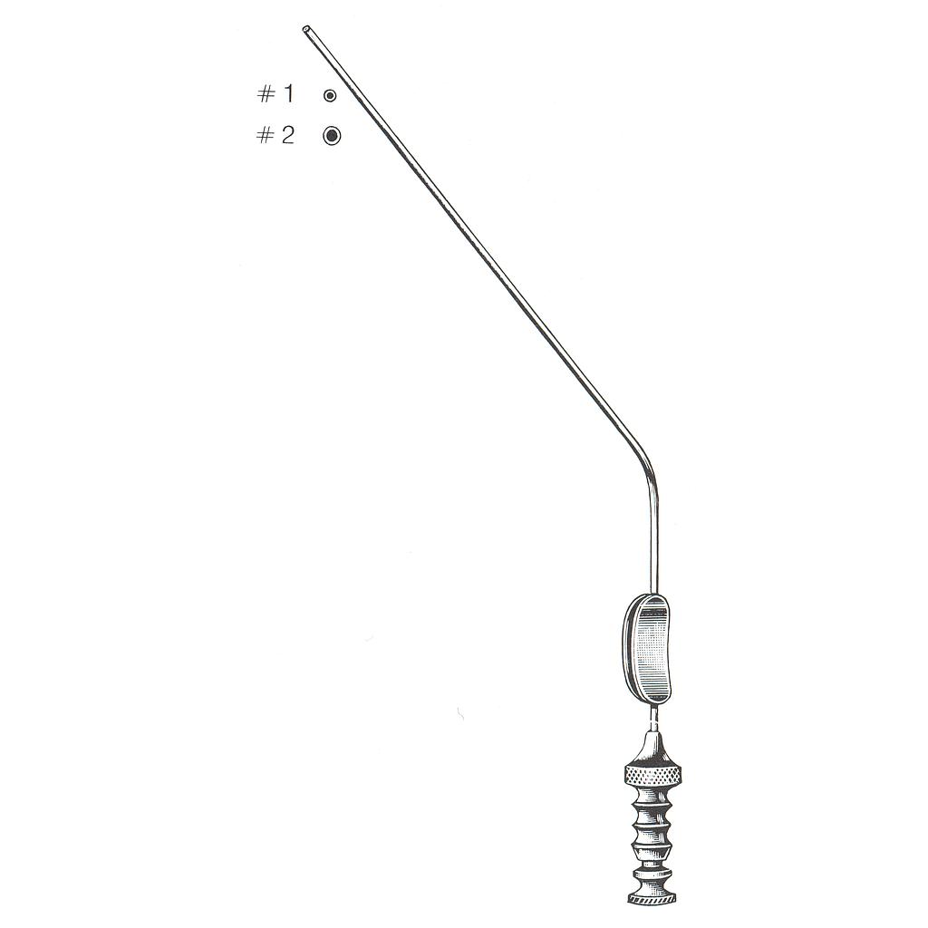 00022941 : 622261-09 : Frazier Suction tube, curved, fig. 1, diameter 1.7 mm, with finger tip and tube connector, work length 110 mm, total length 190 mm