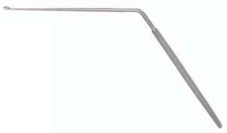 00022957 : 025400FX : Ear curette, angled, 35° up-curved, blunt, fig. 0, 9 cm