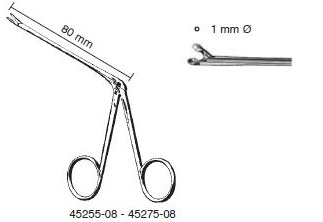 Hartmann-Wullstein Ear forceps, round spoon jaws, diam. 1 mm, total length 8.5 cm
