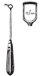 Barnhill Adenoid curette, 22 cm long, fig. 2, blade 15.2 mm wide