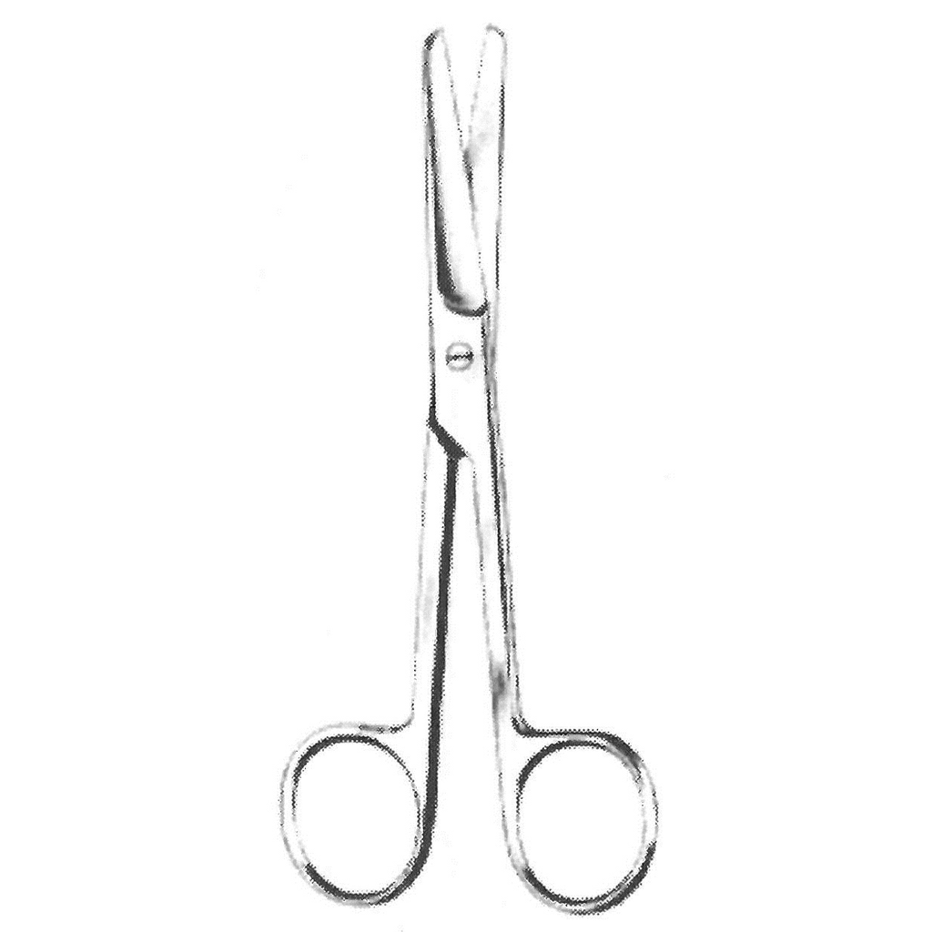 Operating scissors, blunt/blunt, straight, 15.5 cm long