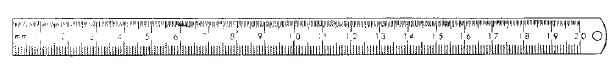 03340-10: Stainless steel ruler, 10 cm long, graduated in cm and inches