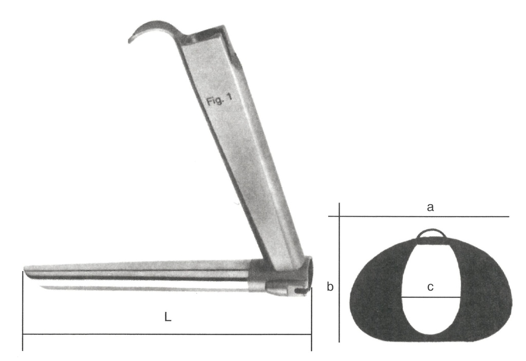 05301-07 : Kleinsasser Operating laryngoscope, 222 x 29.0 x 20.0 x 16.0 x 26.0 cm