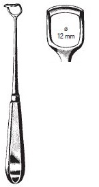 [00014487] 47620-02 : Beckmann Adenoid curette, standard model, fig. 2, 22 cm long, width of blade 12 mm