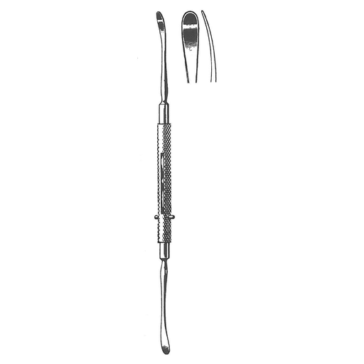 [00014832] 47415-18: Freer Periosteal elevator, double-ended, 19 cm long, 5 mm wide, one end sharp and one end blunt