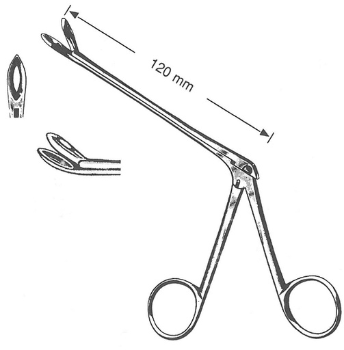 [00016159] 47224-03 : Weil-Blakesley Nasal forceps, fig. 3, curved upwards, 4.2 mm, 12 cm long