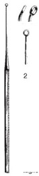 [00021110] 45115-02 : Buck Ear curette, curved, blunt, 15 cm long, fig. 2, 2.7 mm diameter