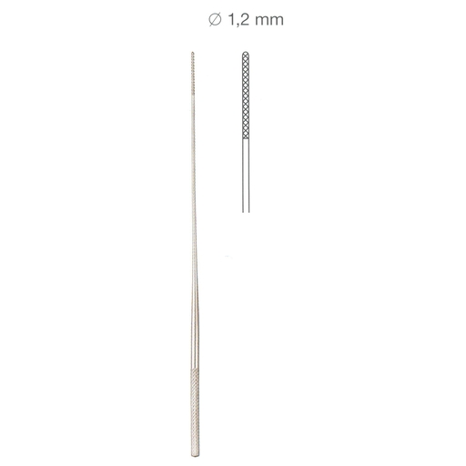[00000468] 092114-01 : Lathburry (Farrel) Cotton applicator, diameter 1.2 mm, 14 cm long, serrated end, stainless steel