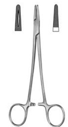 [00022660] 25184-18 : Mayo-Hegar Needle holder &quot;HM&quot;, standard pattern, 18 cm long, with tungsten carbide inserts and gold-plated rings