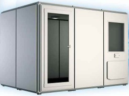 [00022975] P45S2X2W-COMPLETE : Puma PRO45S Geluidsarme cabine: external dimensions: 318 x 216 x 247 cm, internal dimensions: 302 x 200 x 201 cm, connection pannel and ventilation system included, total glass door with 75 cm wide opening, external folding table included