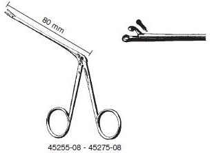 [00030326] 45275-08: Hartmann-Hoffmann Ear forceps, round cup jaws, diameter 2 mm, length 8.5 cm