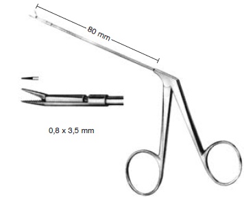 [00030342] 45390-35: Micro grasping forceps, tube shaft, straight, 0.8 x 3.5 mm