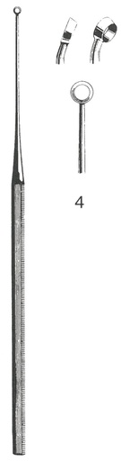 [00031437] 45117-04: Buck Ear curette, curved, sharp, 15 cm long, fig. 4, 4.0 mm diameter