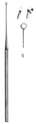 [00031438] 45117-05 : Buck Ear curette, curved, sharp, 15 cm long, fig. 5, 4.5 mm diameter