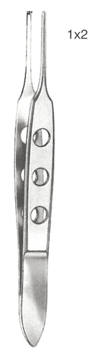 [00031447] 43942-08: Bischop-Harman Iris forceps, straight, 8.5 cm long, 0.8 mm, 1 x 2 teeth