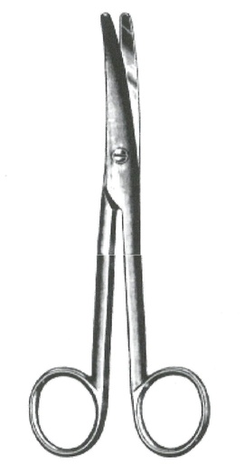 [00032347] 09175-15TC : Mayo-Stille Dissecting scissors "HM", curved, 15 cm long, with blades in tungsten and gold-plated rings